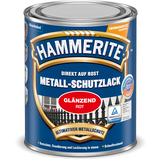 Hammerite Metall-Schutzlack Rot glänzend 750 ml