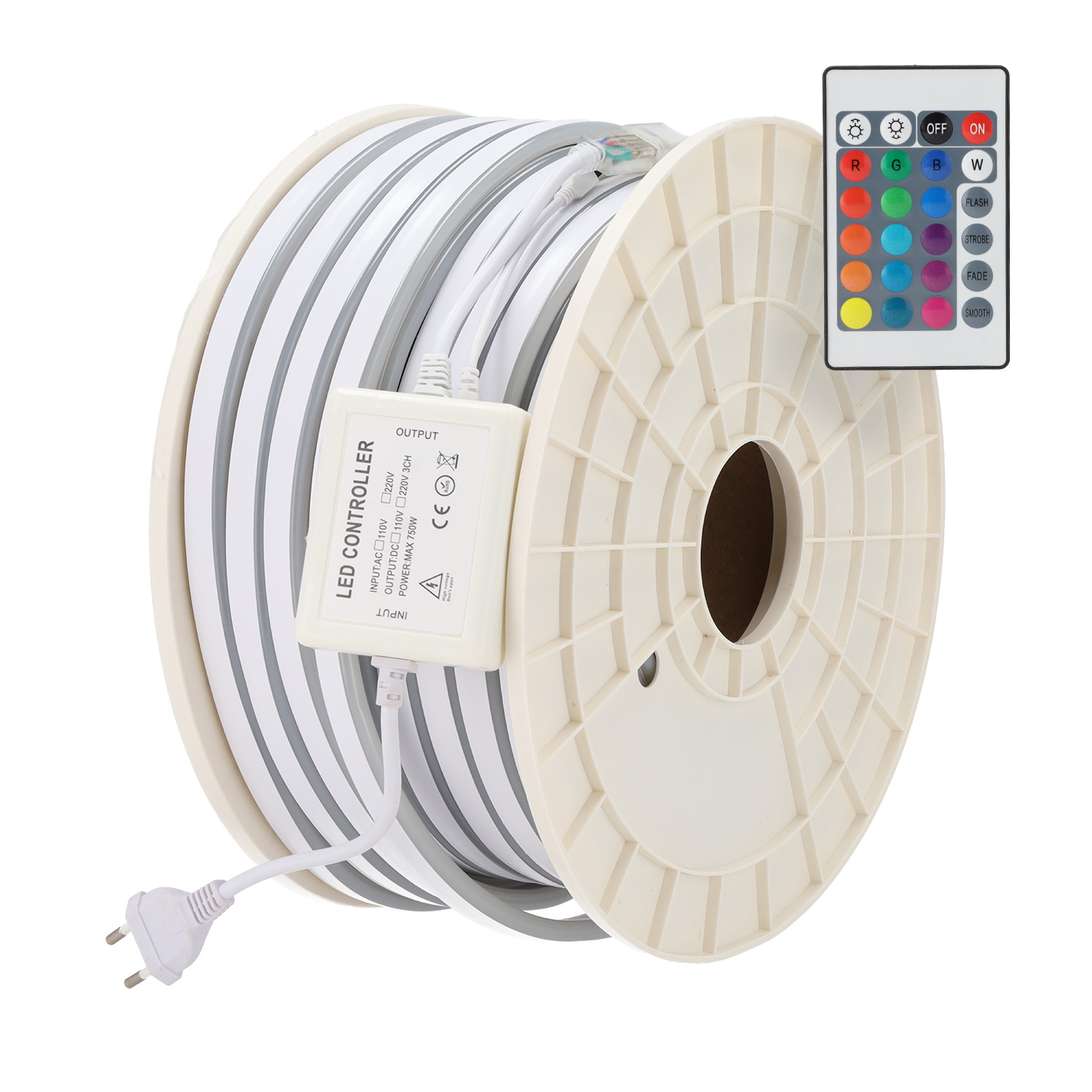 Flexibler Led-streifen 12 W/m 230 V Ac 80 Leds/m Smd3535 22 Lm/led Ip65 50 Meter Rgb
