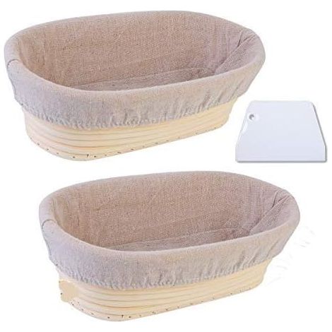 Ovale Brotbackkörbe Aus Rattan, Gärkorb, Brotkorb, Brotaufgangsform (ellipse, 2 Stück, 25 Cm)