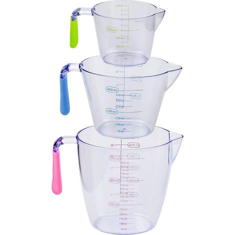 3-teiliges Messbecher-set Aus Kunststoff, Transparente Messbecher Mit Griffen, 200 Ml/400 Ml/900 Ml, Für Küche Und Labor