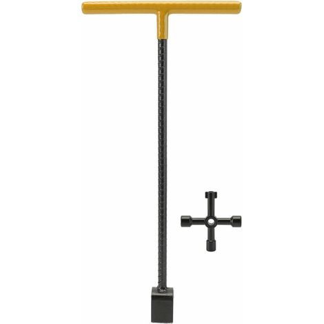 40 Cm (16 Zoll) Langer Multifunktions-stahlschlüssel Für Wasserzähler, T-hebelschlüssel Und 4-in-1-werkzeug Für Ventile Und Wasserhähne, Gelb