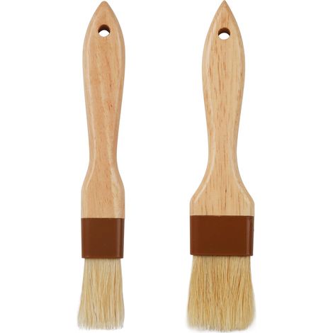 Gebäckpinsel – 2 Stück, Naturborsten, Holzgriff – Zum Bestreichen Mit Öl Und Soßen – Zum Kochen Und Backen