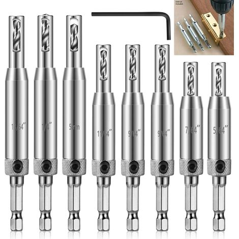 Set Mit 9 Selbstzentrierenden Hss-scharnierbohrern, Robuste Und Langlebige Bohrer Für Den Möbelbau In Der Holzbearbeitung (