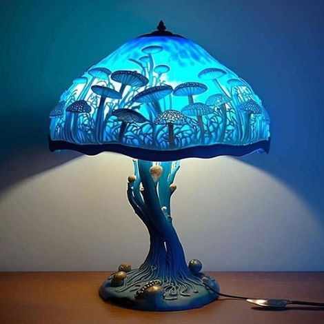 Neu Im Jahr 2025: Tischleuchte Der Tiffany Glass Plant Serie, Retro-tischleuchte, Farbenfrohe Pilzleuchte