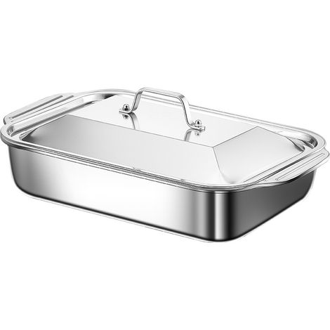 Dicke Grillplatte Aus Edelstahl Mit Deckel, Geeignet Für Runde Grills Und Fischöfen.