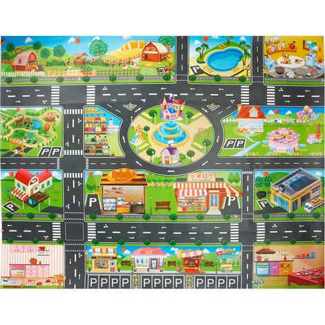 Spielmatte „stadtleben“ Für Kinder Zum Thema Straßenverkehr – Aktivitätsmatte – Vergrößerte Version – Verkehrsplan