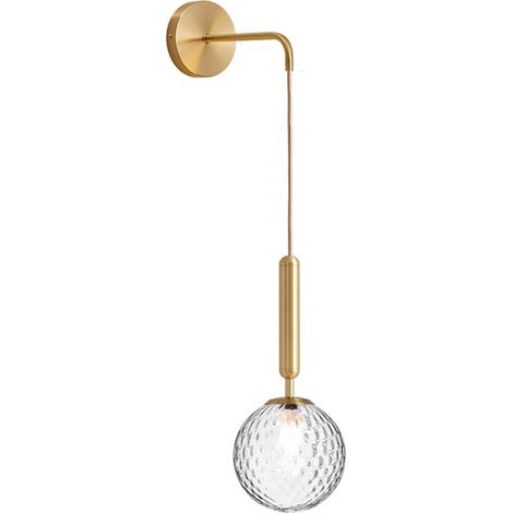 Moderne Wandleuchte Mit E27-fassung, Hängender Glasschirm, Nordisch-minimalistische Nachttischlampe Für Schlafzimmer, Wohnzimmer, Flur (transluzentes Messing)