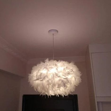 Weißer Feder-kronleuchter E27 40w - Durchmesser 45 Cm