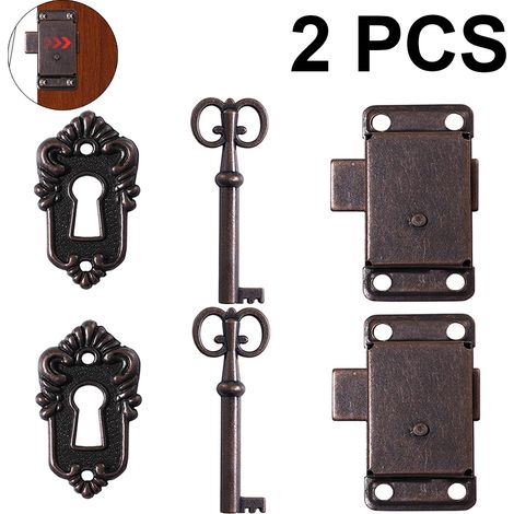 Antikes Schloss, Antikes Möbeltürschloss, Set Antiker Zierschlösser, Antikes Schrankschloss, Verschluss Für Holzkisten, Antiker Schmuck, Kosmetiktasche, Schublade
