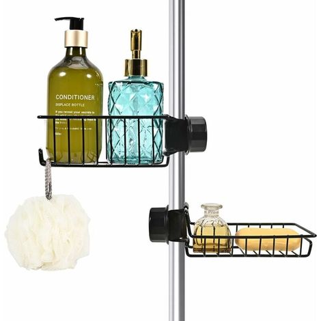 Duschseifenhalter Ohne Bohren, Duschshampoo-halter Aus Edelstahl, Duschablage, Schwarzes Duschregal, Hängender Duschseifenhalter, Duschgel-seifenhalter Für Duschstange (2 Stück)