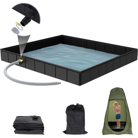 Faltbare Duschwanne Für Camping, 104 X 104 X 13 Cm, Tragbare Duschwanne Mit Abfluss, Faltbare Duschwanne, Große Duschwanne Für Wohnmobile, Strand, Camping, Dusche Und Bad
