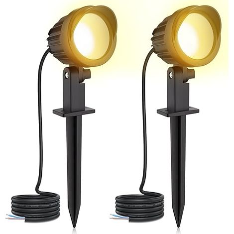 7w Led-außenstrahler, 2 Stück, Warmweiß 2700k, Ip66 Wasserdicht, 500lm, Mit Erdspieß, 85-265v/ac, Gepolsterte Gartenleuchte Für Terrasse, Einfahrt, Sträucher, Pflanzen, Balkon [energieklasse G]