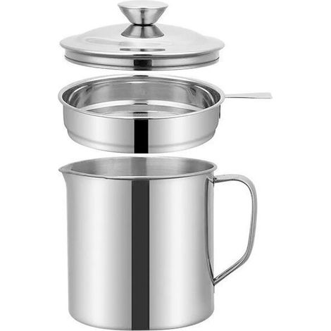 Speiseölbehälter Aus Edelstahl Mit Deckel Und Griffiger Ablage, Ideal Zum Warmhalten Von Frittieröl.