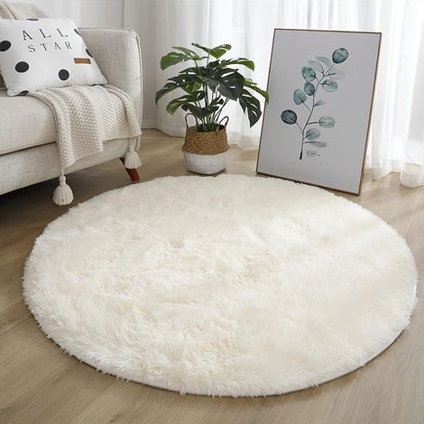 Runder, Weicher, Weißer Teppich (4x4 Fuß) Fürs Schlafzimmer, Moderner, Flauschiger Kreisteppich Fürs Kinderzimmer, Runder Plüschteppich Für Drinnen, Niedlicher, Gemütlicher Teppich Fürs Wohnzimmer