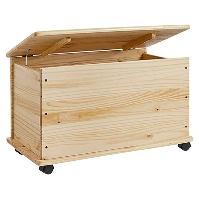 Zeller Aufbewahrungstruhe Kiefer mit Rollen 45 cm x 40 cm x 73 cm Natur