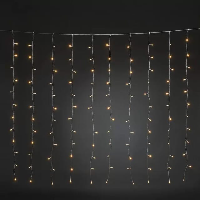 Konstsmide LED Lichtervorhang für Fenster mit 120 bernsteinfarbenen Dioden