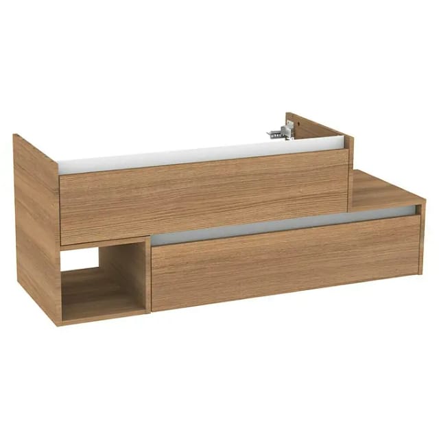Fackelmann Waschbeckenunterschrank,inks Vita 128,5 cm x 50 cm x 46 cm Oak/Weiß