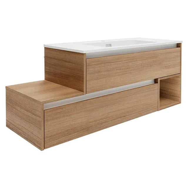 Fackelmann Waschbeckenunterschrank rechts Vita 128,5 cm x 50 cm x 46 cm Oak/Weiß