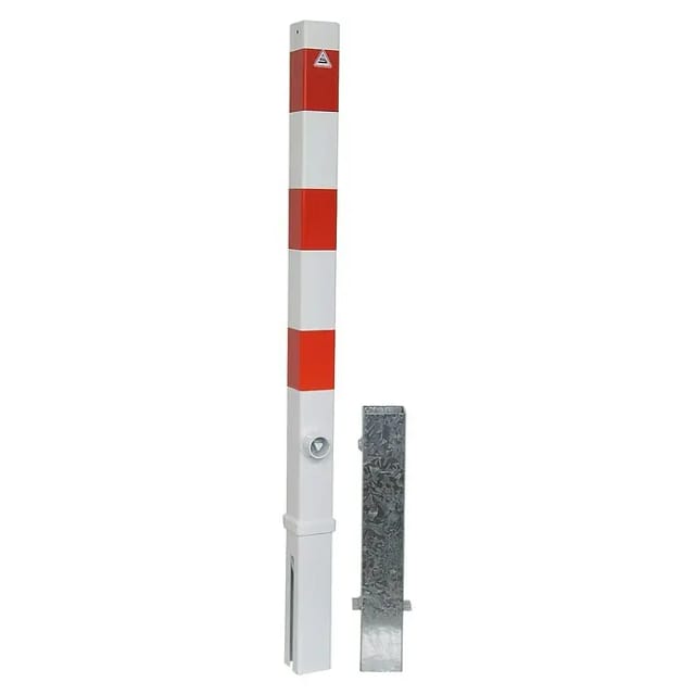 Schake Absperrpfosten Herausnehmbar Dreikant Ohne Öse 70 x 70 mm Weiß Rot