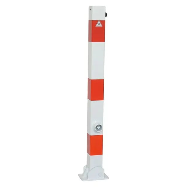 Schake Absperrpfosten Umlegbar Dreikant Dübelbefestigung 70 mm x 70 mm Weiß Rot