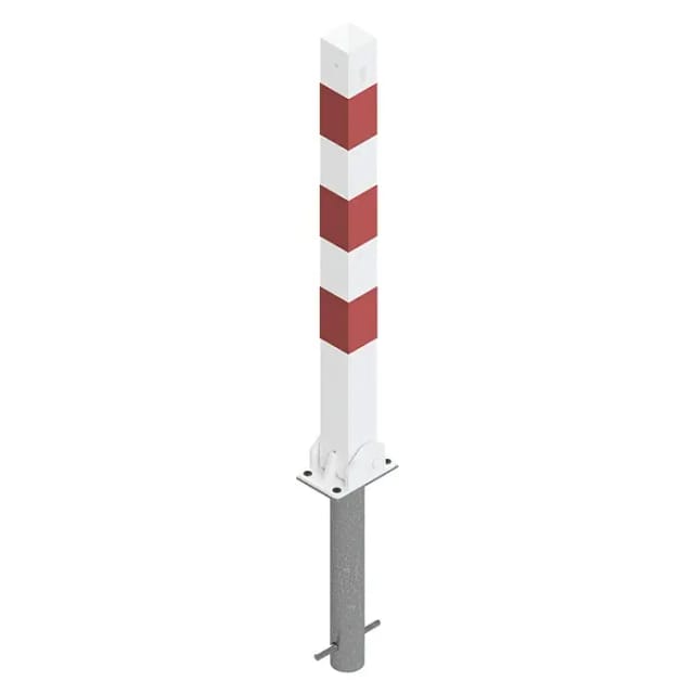 Schake Pfosten Umlegbar Profilzylinder Einbetonieren 70 mm x 70 mm Weiß-Rot