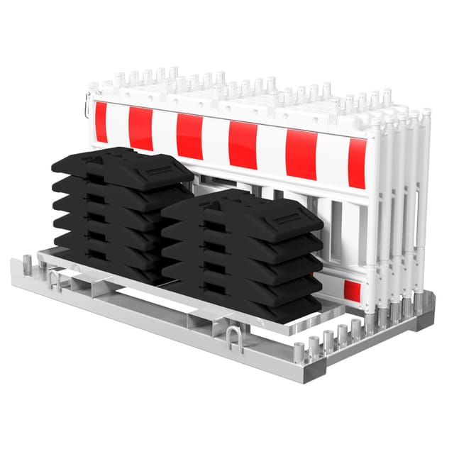 Schake Set-Absperrschranken Lager Traverse Adapter RA1/A Weiß-Rot 10 Stück