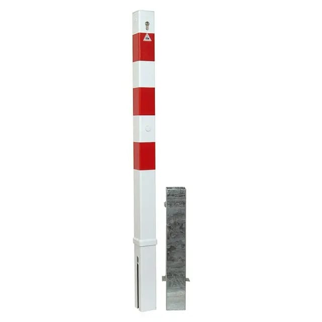 Schake Absperrpfosten Herausnehmbar Profilzylinder Ohne Öse 70 x 70 mm Weiß Rot