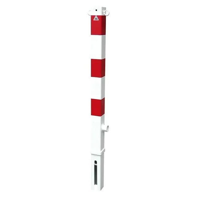 Schake Absperrpfosten Herausnehmbar Dreikant 2 Ösen 70 mm x 70 mm Weiß Rot