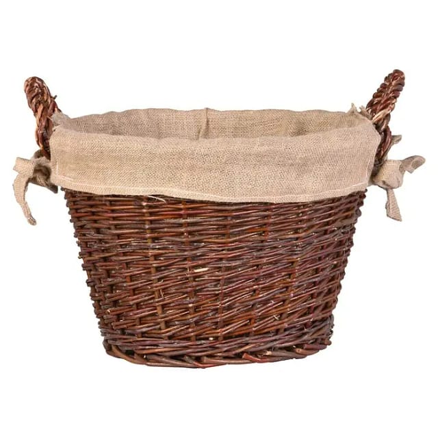 Firefix Kaminholzkorb aus Weide mit Jute Ø 45 cm
