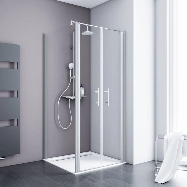Schulte Pendeltür Alexa Style 2.0 Alu-Natur Glas klar hell 90x90x92 cm