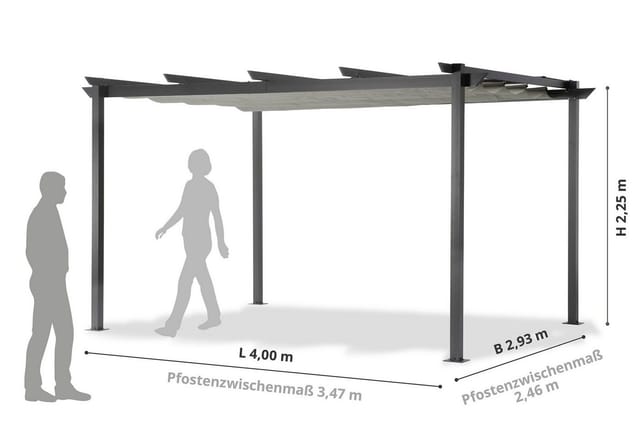 Leco Pergola 4 m x 3 m Lichtgrau
