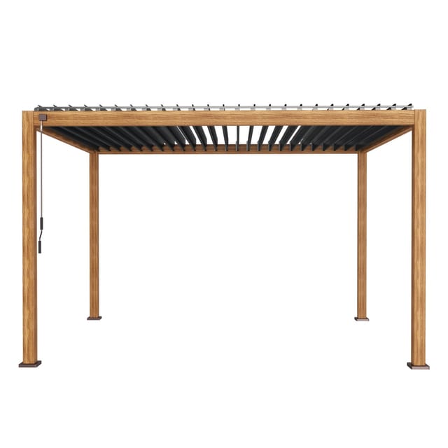 Leco Lamellenpergola Deluxe 3 m x 4 m Holzoptik
