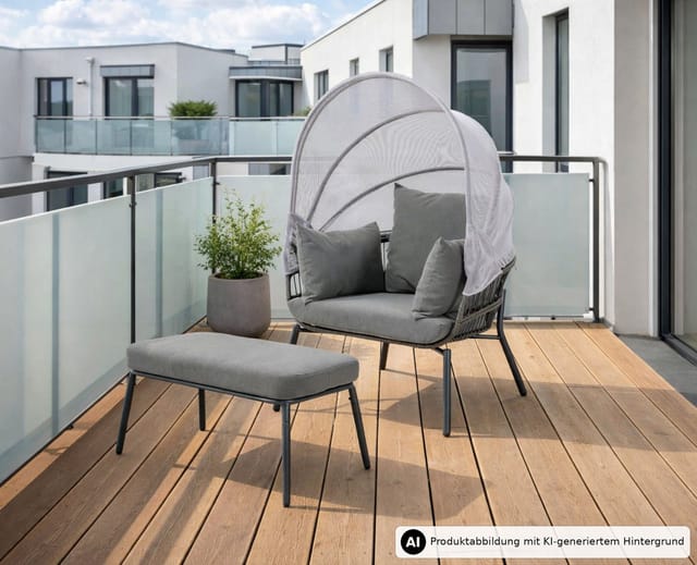 Leco Sessel mit Fußhocker Clara Anthrazit