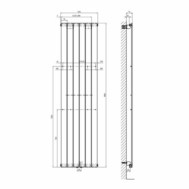 Schulte ExpressPlus Design-Heizkörper Aachen mit Mittelanschluss 910 W