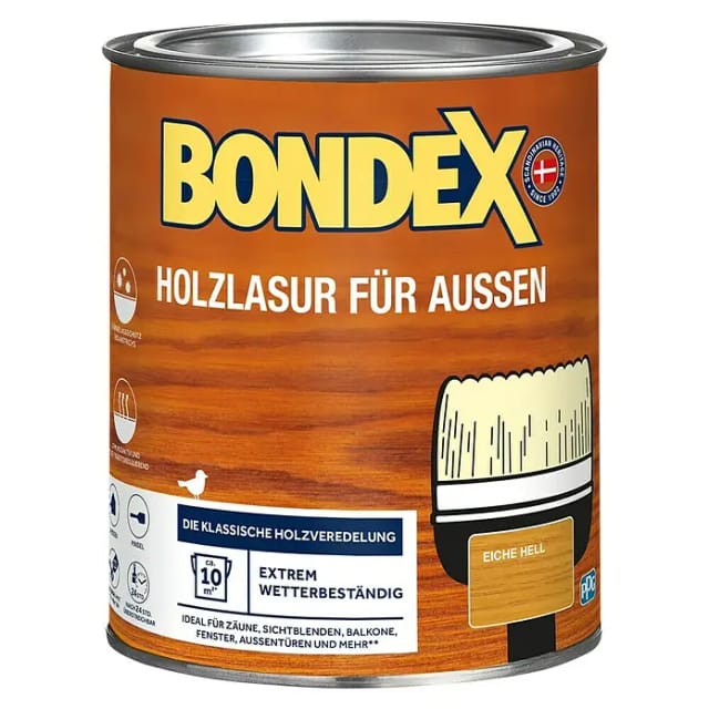 Bondex Holzlasur für Außen Eiche Hell seidenglänzend 750 ml