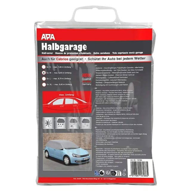 Eufab Halbgarage mit Gummizug und Haken Gr. M Silber