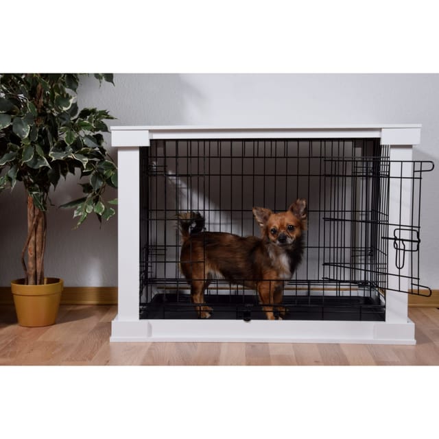 Hundebox Indoor mit Tischoberfläche 83 x 55 x 59 cm Weiß