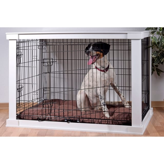 Hundebox Indoor mit Tischoberfläche Holz 110 x 72,6 x 76 cm Weiß