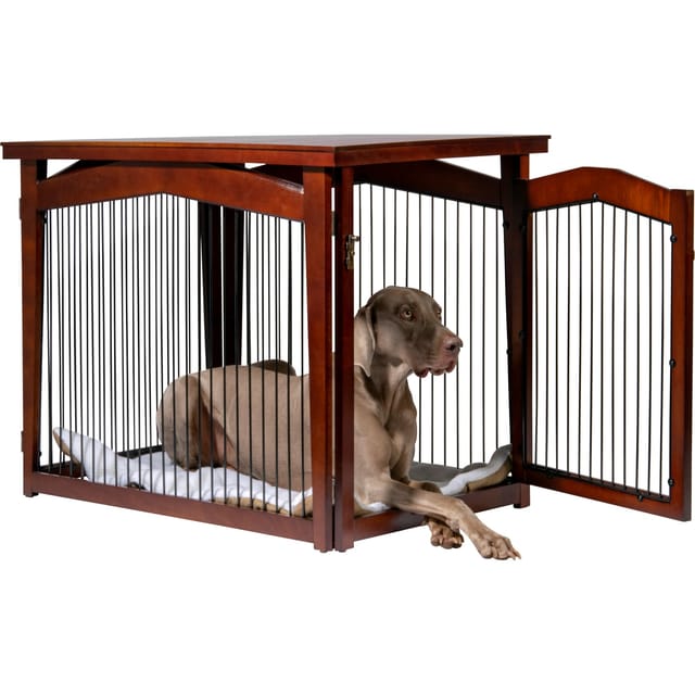 Hundebox Indoor mit Tischoberfläche Holz 82,5 x 57 x 59 cm Dunkelbraun