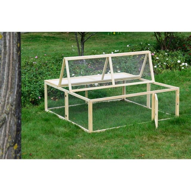 4-eckiges Freilaufgehege aus Holz aufklappbar 148 x 148 x 50 cm