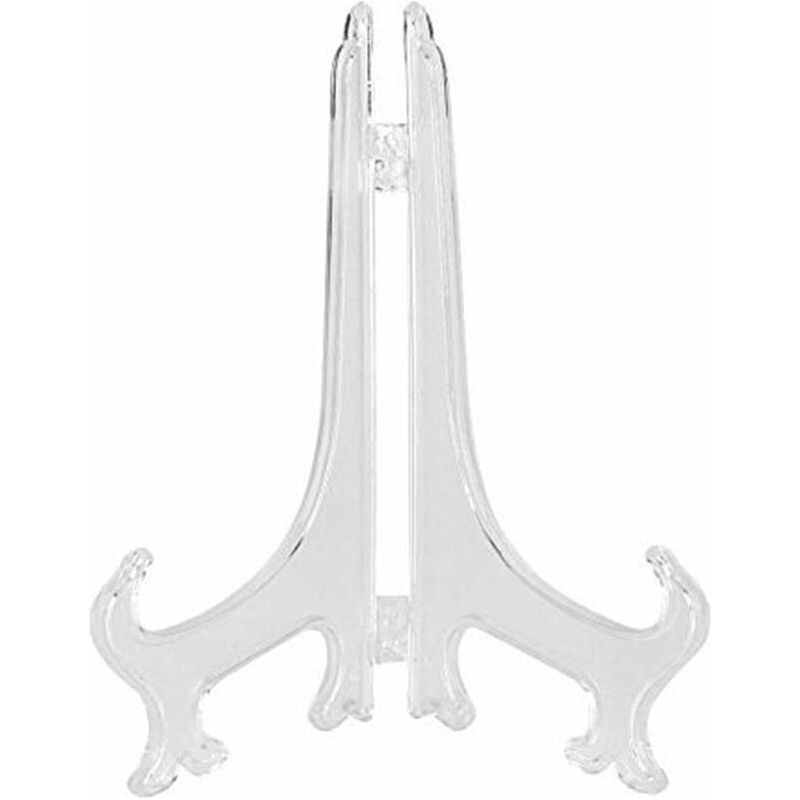 Bravix Transparente Kunststoff-staffeleien Oder Fotoständer, Weiße Faltbare Kunststoff-tellerhalter (20 Stück), Bilderrahmen, Dekorativer Präsentationsständer (17 Cm)