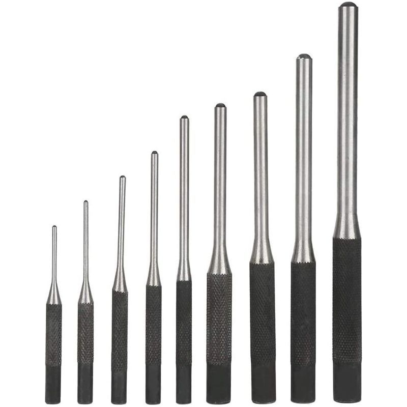 Bravix 9-teiliges Professionelles, Robustes Stahlstift-austreiber-set, Handwerkzeug Für Den Maschinenbau, Schwarz