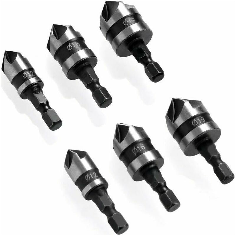 Bravix 6-teiliges Sechskant-anfasbohrer-set, 90°-senker, Senkerdurchmesser 6–19 Mm, Geeignet Für Metall Und Holz