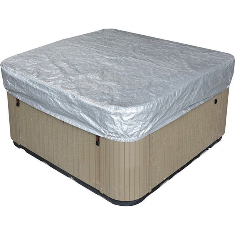 Bravix Quadratische, Wasserdichte Whirlpoolabdeckung, Sicherheitsabdeckung Für Außenpools, 210d Oxford-schutzabdeckung Für Whirlpools Im Freien – Grau, 220 × 220 × 90 Cm