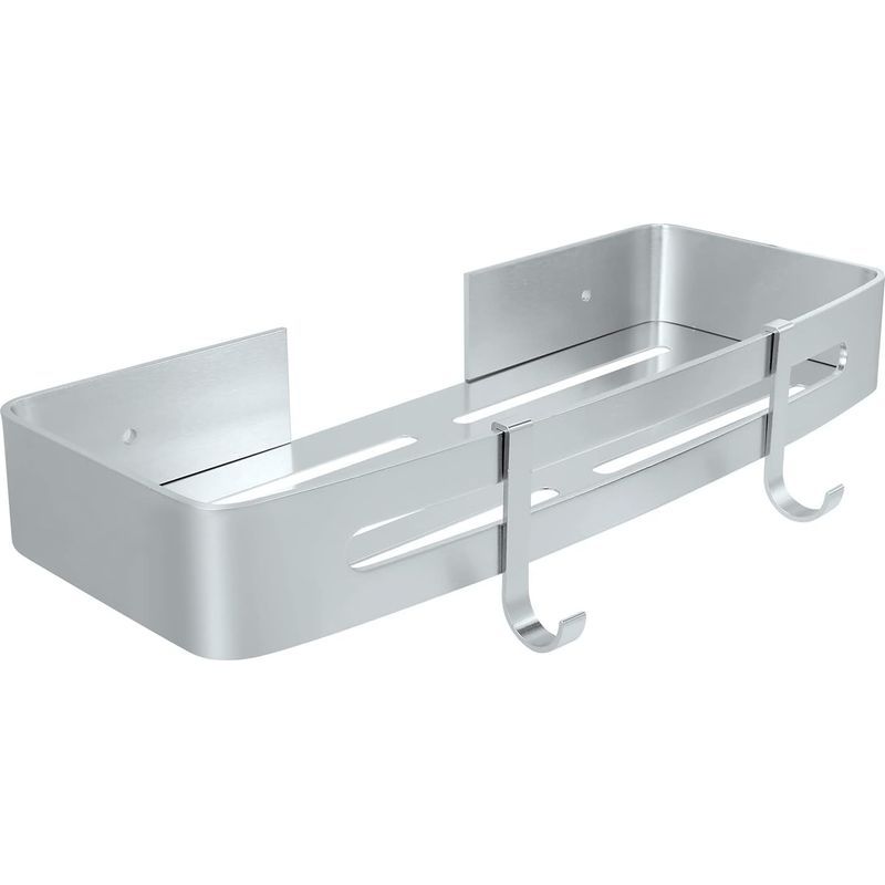 Bravix Duschablage, Badezimmerregal Ohne Bohren, Wandmontierter Duschkorb, Duschorganizer, Aufbewahrungskorb, Klebefläche, Aluminium