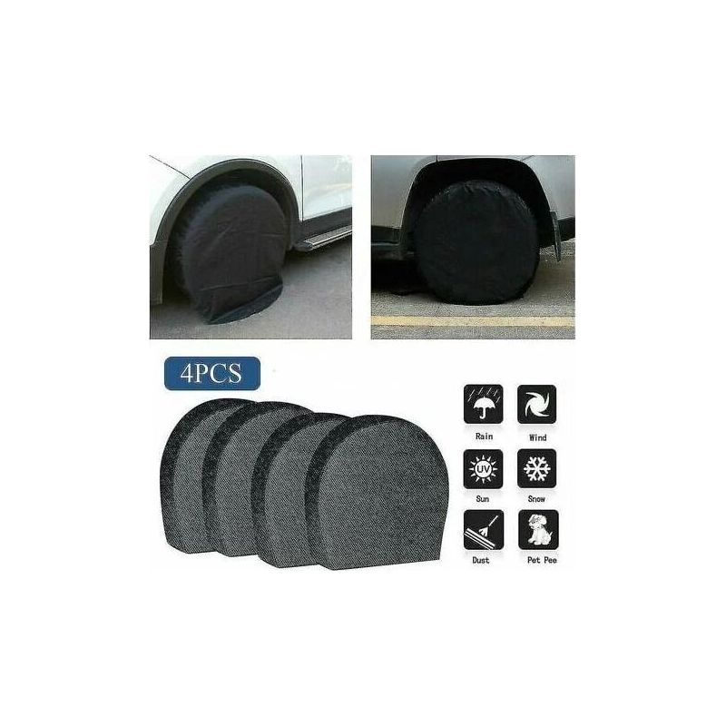 Bravix Lot De 4 Housses De Pneus Étanches Pour Roue De Secours, Remorque, Camping-car, Protection Anti-corrosion Pour Pneus, Noir L