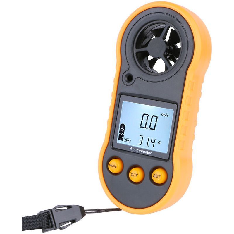 Bravix Digitales Windgeschwindigkeits-anemometer, Windmesser Zur Messung Von Windgeschwindigkeit Und Temperatur, Windmesser-thermometer, Schwarz, Einzeln
