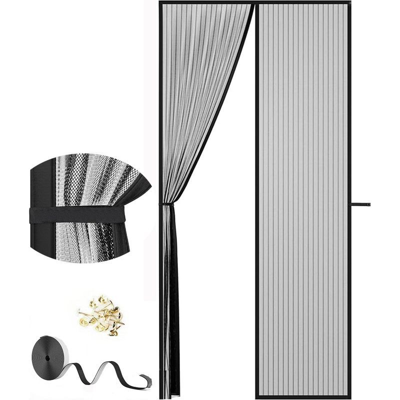 Bravix Magnetisches Moskitonetz Für Türen – Magnetisches Nylon-moskitonetz Für Türen Und Fenster 90x210, Reißfest, Hochmagnetisch, Magnetisches Moskitonetz Für Terrassentüren, Eingänge, Balkone Und Au