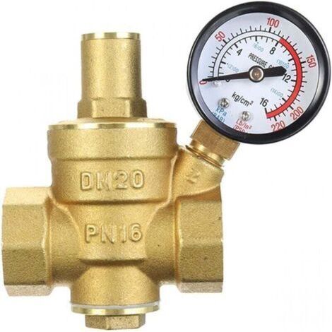 Dn20 Verstellbarer Messing-wasserdruckminderer Mit Manometer, Verstellbarer Messing-wasserdruckminderer (dn20-3/4 Zoll)..dyk.