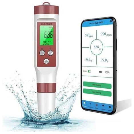 Elektronisches 7-in-1-ph-meter Mit Bluetooth, Atc-wasserqualitätsmessgerät/ph/tds/ec/orp/sg (0,01 Genauigkeit), Automatische Kalibrierung, Hintergrundbeleuchtetes Ph-meter Für Trinkwasser, Aquarium Un